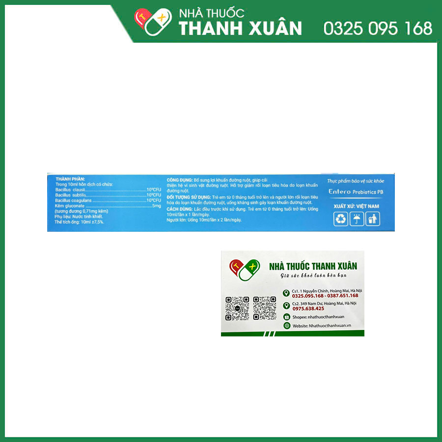 Entero Probiotics PB giúp tăng cường tiêu hóa, hỗ trợ bảo vệ đường ruột